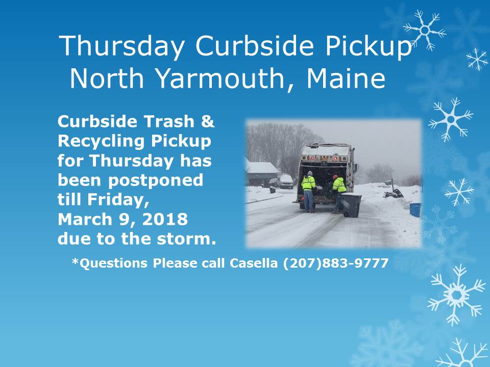 thursday curbside collections postponed till friday march 9th
