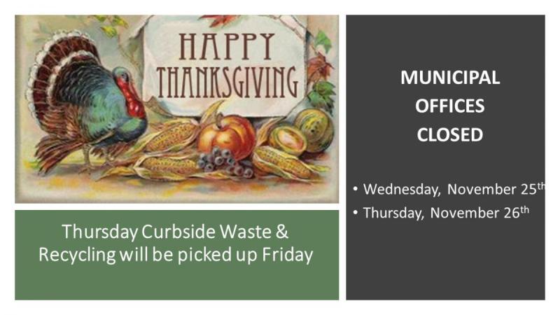 muncipal offices closed 11/25 and 11/26