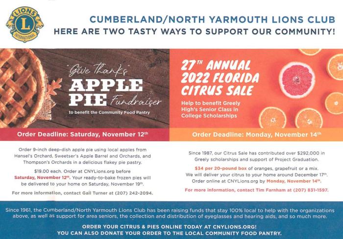 cumberland north yarmouth lions club fund raiser