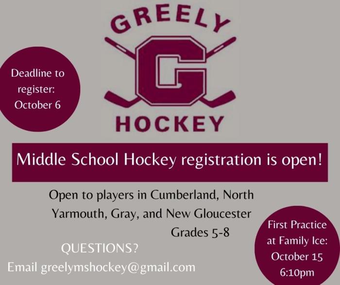 Middle School hockey registration is open
