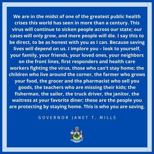 Governor Mills Stay at home order