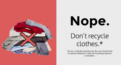 Nope - cloths are not recycable