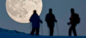 once in a blue moon full moon snowshoe