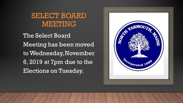 select board meeting moved to Wednesday