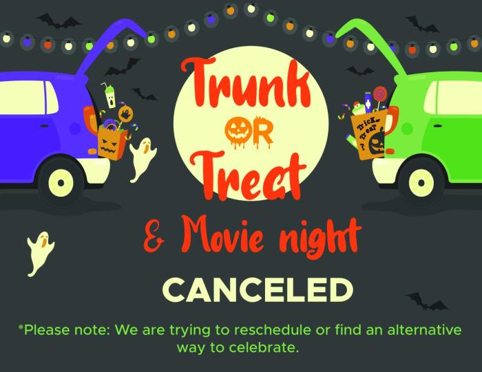 canceled trunk or treat and movie night