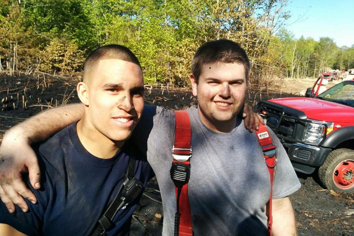 Mutual Aid to Gray for a Woods Fire 5-23-2015 Pictured here are Juan Mesones and Sean Tuemmler
