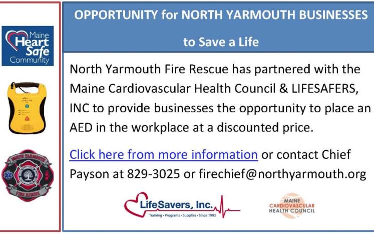 Opportunity for North Yarmouth Businesses to Save Lives